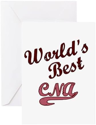 CafePress Worlds Best CNA Pink Greeting Card (20-pack), Note Card with Blank Inside, Birthday Card Matte by CafePress