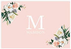 Andaz Press Custom Personalized Disposable Paper Placemats, 12 x 18 Inch, Set of 25, Monogram Blush Peach Floral, Tableware, Table Setting for Wedding, Bridal Shower, Baby Shower, Party, Holiday by AndazPress