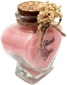 Wedding Favor guest Bulk, Set of Heart Glass Candle Party with custom sticker and dried flowers Bridal Party, Baby shower gifts (Pink, Set of 100) by GiftUp
