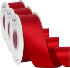 Ribbli Red Double Faced Satin Ribbon,1-1/2” x Continuous 25 Yards,Use for Bows Bouquet,Christmas Gift Wrapping,Floral Arrangement (Pack of 3) by Ribbli