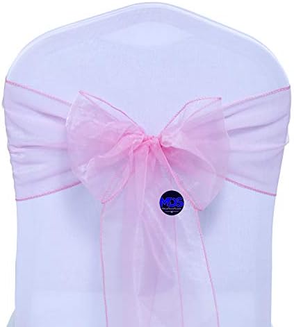 MDS Pack of 100 Organza Chair Sashes for Wedding & Event Décor – Blush Pink - Image 2