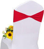 Spandex Red Chair Sashes Bows 60 Pcs Red Chair Sashes Elastic Chair Cover Bands Ties Without Buckle for Wedding Birthday Party Ceremoney Events Decoration by Unknown