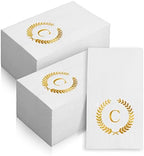 200 Pack Monogrammed Disposable Napkins Gold Foil Letter C Guest Napkins Initial Disposable Hand Paper Towels for Wedding Engagement Baby Shower Party Home Kitchen Bathroom Dinner Decorative Towels by Datyiiha