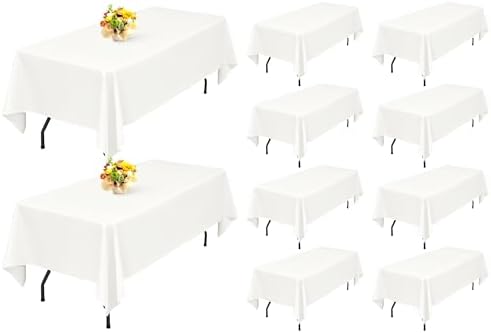 Showgeous 60x126 Inch Ivory Rectangle Tablecloth 10 Pack Fit 7FT Table by Showgeous