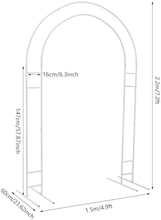 7.2Ft White Metal Wedding Arch Backdrop Stand with Base, Balloon Arch Stand Gold Backdrop Stand for Wedding Ceremony Bridal Baby Shower Photo Booth Party Decor (2-Layer White Wedding Arch) - Image 2