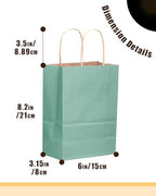 qiqee 100PCS Gift Bag with Handles Bulk Kraft Light Blue Paper Bags Multiple Uses (8.3"x3"x6"inch Small Size) - Image 2