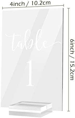 Clear Acrylic Wedding Table Numbers 1-20 with Stand- 20 Pack 4x6 Inch Acrylic Clear Table Number Signs Printed Calligraphy Font for Wedding, Event& Party - Image 7