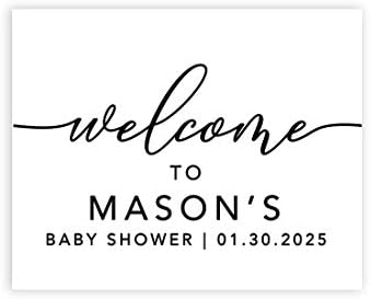 Andaz Press Personalized Large Canvas Baby Shower Welcome Sign, 16 x 20 Inches, Minimal Black and White, Guestbook Alternative, Custom Baby Shower Sign, for Baby Shower, Baby Sprinkle by AndazPress
