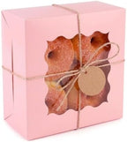 Bakepacker Pink Cookie Boxes With Window 6x6x3 inches 240pcs - Image 2