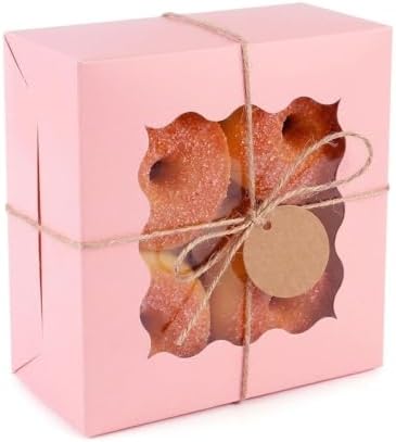Bakepacker Pink Cookie Boxes With Window 6x6x3 inches 240pcs - Image 2