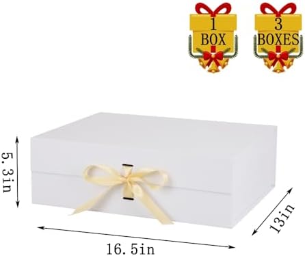 BoxSkivra White Extra Large Gift Box 16.5x13x5.3 In Jumbo Box, 3 Pack - Image 3