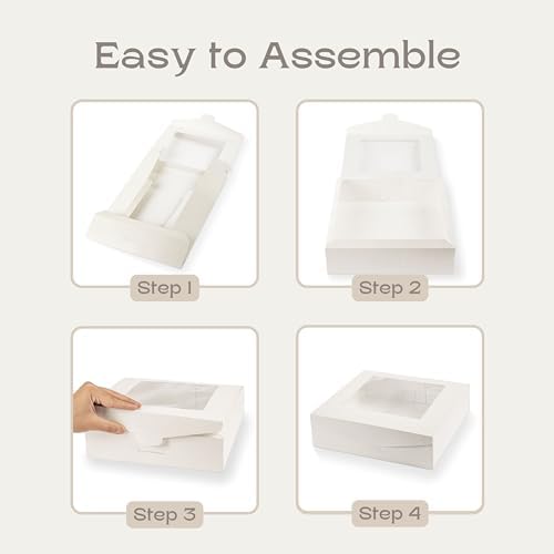 Pack of 10 Bakery Boxes (White Leather, (10.23" x 10.23" x 2.75")) - Image 4