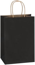Mlyta 100 Pack 5.25x3.25x8.5 Inch Small Black Kraft Paper Gift Bags with Handles Bulk for Goodie, Party Favor Brithday Grocery Shopping, Business Wedding Retail Craft Treat To Go, Merchandise Sacks by Mlyta