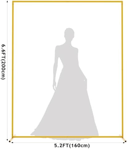Asee'm 6.6FTx5.2FT Gold Wedding Arch Backdrop Stand Square Metal - Image 2