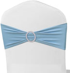 50 Pack Baby Blue Chair Sashes, Blue Spandex Chair Bands for Wedding Gender Reveal Party Decor, Baby Blue Bows for Folding Chairs - Image 6