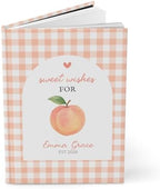 Personalized Peach Baby Shower Guest Book, Custom Sweet Little Peach on the Way Memory Keepsake, Advice and Wishes for Baby Journal, New Parents Gift, Hardcover Lined Writing Notebook for Registry - Image 6