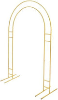 Bepritm Wedding Arch Backdrop Stand 7.2FT, Balloon Arch Backdrop Arch Stand With Base, Metal Arch Backdrop Stand for Wedding Ceremony Baby Shower Birthday Party Decor (Gold) by Unknown