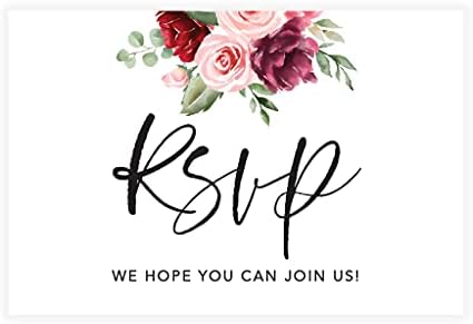 Andaz Press 56-Pack Personalized RSVP Postcards for Wedding Pink and Burgundy Floral Cardstock Response Reply Cards for Bridal Shower Baby Shower Birthday Event Custom Date Return Address 4 x 6-Inch by AndazPress
