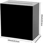 Hxezoc Black Acrylic Wedding Card Box Clear DIY Card Boxes Gift Card Box Money Box Holder for Wedding Reception Anniversary Birthday Party Baby Shower Graduation Decorations (10 x 10 x 5.5 inch) - Image 2