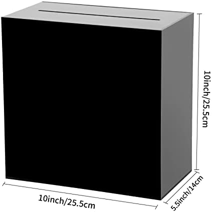 Hxezoc Black Acrylic Wedding Card Box Clear DIY Card Boxes Gift Card Box Money Box Holder for Wedding Reception Anniversary Birthday Party Baby Shower Graduation Decorations (10 x 10 x 5.5 inch) - Image 2