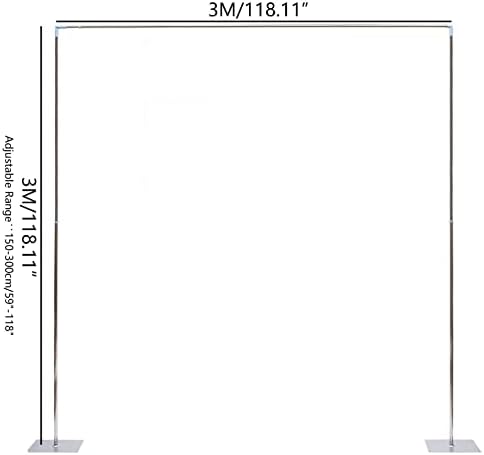 Wedding Arch Square Backdrop Stand Wedding Decorations Arch Party Ceremony Backdrop Stand Metal Stainless Steel Frame Wedding Arches for Ceremony Silver w/ Steel Base (3X3m/9.84X9.84ft) - Image 3