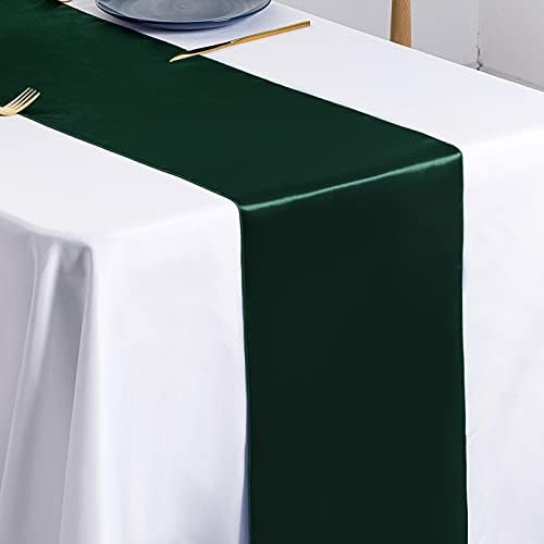 SiinvdaBZX 24 Pcs Green Satin Table Runner 12 x 108 inches Long - Image 6