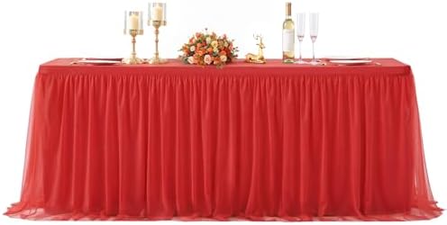 HB HBB MAGIC Red Table Cloths 8 Foot Rectangle Tulle Table Skirt Rectangle Tables 8ft Fitted Spandex Table Covers Stretch Elastic Banquet Wedding Baby Shower Birthday Party Table Cloths - Image 7