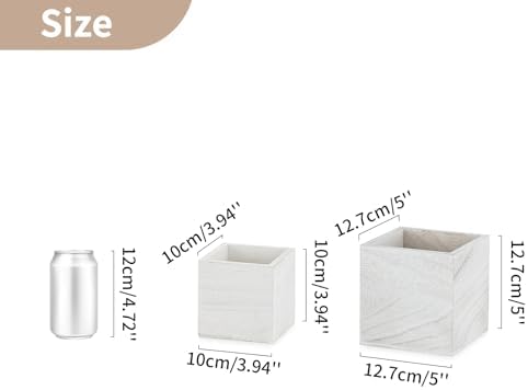 NUPTIO Small Wooden Box for Centerpiece, Whitewashed, Square, 4"/5", 12 Pcs - Image 4