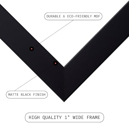 Craig Frames 14x14 Black Picture Frame Matted to 5x7, Home Wall Decor - Image 4