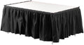 Exquisite Black Table Skirt 24 Pack - Disposable Plastic Table Skirts for Rectangle Tables 6ft 8ft & Round Tables - 29in x 14ft Self-Adhesive Strip - Birthday Wedding Gender Reveal Decor by Exquisite