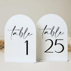 White Arch Acrylic Table Numbers with Stands 1-25, 5x7" White Arched Acrylic Sign and Base, Arch Table Numbers for Centerpiece Wedding Reception by Unknown