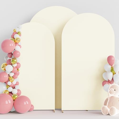 Wokceer Arch Backdrop Cover Ivory Arch Covers Stretchy 7.2FT,6.6FT,6FT by Wokceer
