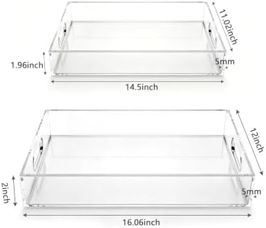 Acrylic Tray, 2 Pack Spill Proof Platter with Handles for Ottoman - Image 4