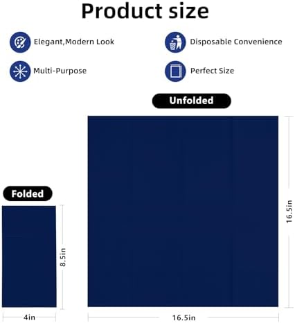 KAMMAK Blue Napkins Disposable 100 Pack Cloth like Paper Dinner Napkins Folded with Pocket Navy Blue Napkins Hand Towel for Party Decoration, Wedding Reception, Bathroon and Kitchen (16.5 x 16.5 inch) - Image 6