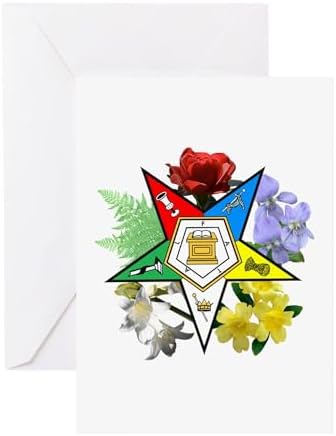CafePress Eastern Star Floral Emblems Greeting Cards (Pk Of Greeting Card (20-pack), Note Card with Blank Inside, Birthday Card Matte by CafePress
