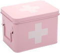 Lassos Boutique Retro Enameled First Aid Box for Medicine Storage and Home Decor with Lid and Removable Tray (Pink/White) by Lassos+Boutique