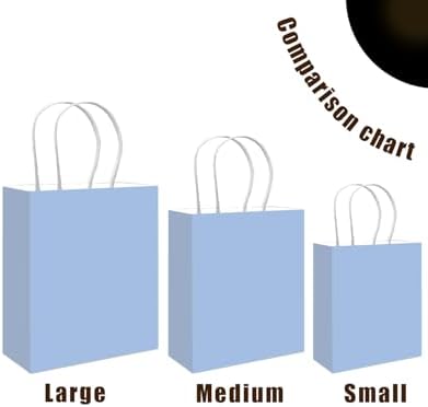 qiqee 100PCS Gift Bag with Handles Bulk Light Blue Paper Bags Assorted Sizes(33pcs Large 13",33pcs Medium 11",34pcs Small 8") - Image 4