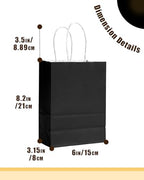 qiqee 100Pcs Gift Bag with Handles Bulk Black Paper Bags Multiple Uses (8.3"x6"x3.15", Small Size) - Image 5
