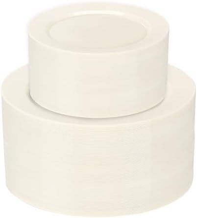 I00000 102 Pcs Ivory Plastic Plates, Premium Disposable Party Plates by I00000