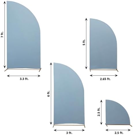 Efavormart Set of 4 Dusty Blue Spandex Half Moon Arch Covers, Custom Fit Chiara Backdrop Slipcovers 2.5ft-7ft for Coastal Weddings and Winter Galas - Image 3