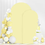 FANPROMS Arch Covers Set of 2 Yellow Wedding Arch Cover 6FT 7.2FT Arch Stand Cover for Wedding Party Spandex Arch Cover Stretchy Fabric Boho Backdrop Covers Set for Bridal Baby Shower Decoration - Image 4