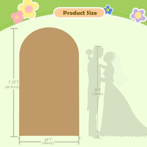 Brown Arch Cover 7.2ft Arch Backdrop Cover Tan Cover for Arch Stand - Image 5