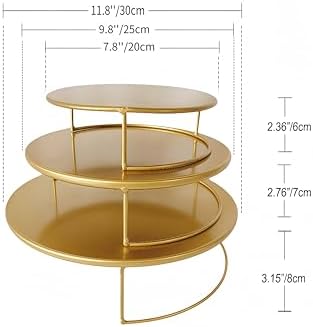 Gold 3Pcs Half-Circle Nesting Metal Cake Stand Set 8/10/12 Inch Tray - Image 4