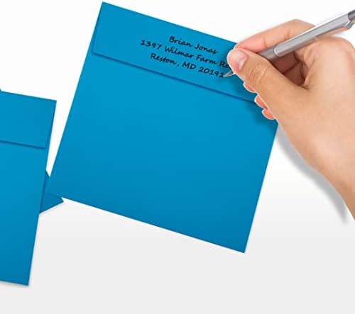 LUXPaper Square Invitation Envelopes | Peel & Press | 6" x 6" | Pool Blue | 80lb. Text | 250 Qty - Image 6