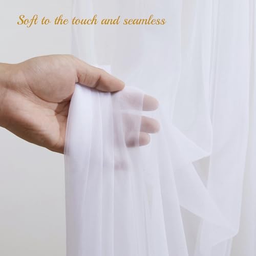 30x8ft White Tulle Backdrop Curtain with Lights String for Parites, Sheer Backdrop Curtains for Wedding Baby Shower Birthday Party Photo Shoot Decorations - Image 6