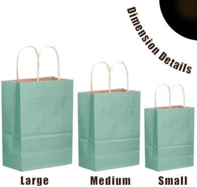 qiqee 100PCS Gift Bag with Handles Bulk Kraft Light Blue Paper Bags Assorted Sizes(33pcs Large 13",33pcs Medium 11",34pcs Small 8") - Image 4