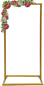 1.6*3.3FT Wedding Arch Stand for Ceremony Gold Square Modern Metal Balloon Arch Stand Kit Garden Floral Arch Frame Background for Anniversary Birthday Party Decoration Home Garden Outdoor Lawn Decor - Image 2