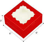 Bakepacker Red Cookie Boxes With Window 6x6x3 inches 100pcs - Image 4