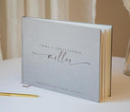 Personalized Guest Book - 11.5" x 8.5" Custom Bride & Groom Names with Bookmark and Hard Cover 140 GSM Blank Pages, for Weddings Guest Book, Engagements, Birthdays, Special Events, Taupe - Image 6