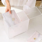 UNIQOOO Frosted Acrylic Wedding Card Box with Slot, Thick DIY Large 10x10x5.5 inch w/No Print, Wedding Receptions Wishing Well Money Box, Birthday, Memory Box, Suggestion Boxes, Acrylic Ballot Box - Image 5
